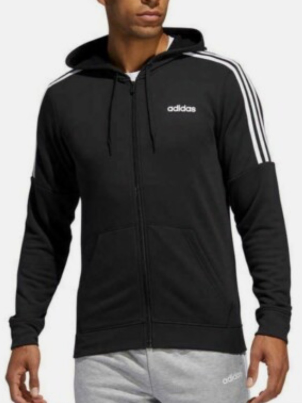 ADIDAS Three Striped Medium Mens Black Jacket/Hoodie